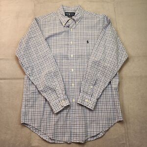 Ralph Lauren Yarmouth Shirt Men's 15.5 32/33 Blue Plaid Long Sleeve Button Down‎
